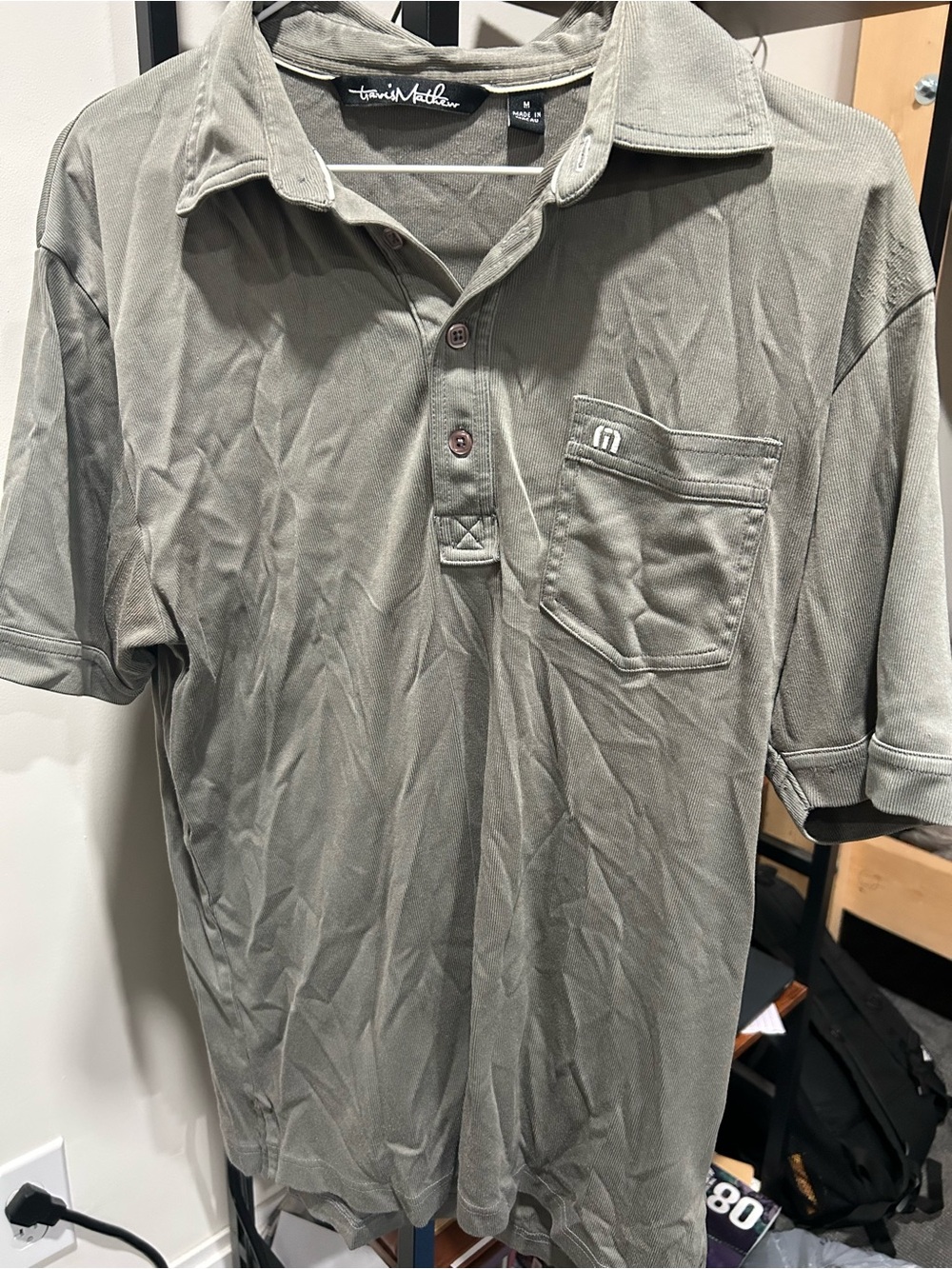 Travis Mathew Olive Polo with Chest Pocket